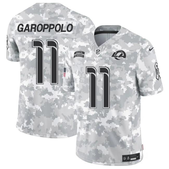 Men's Arctic Camo Los Angeles Rams #11 Jimmy Garoppolo 2024 F.U.S.E Salute to Service Limited Stitched Football Jersey